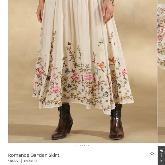 Floral Embroidered Cream Skirt - Picture 6 of 6